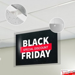 Suspended Ceiling Poster Holder Set (A4 to A1 Sleeve, Grid Clips & "Clear" Cord)