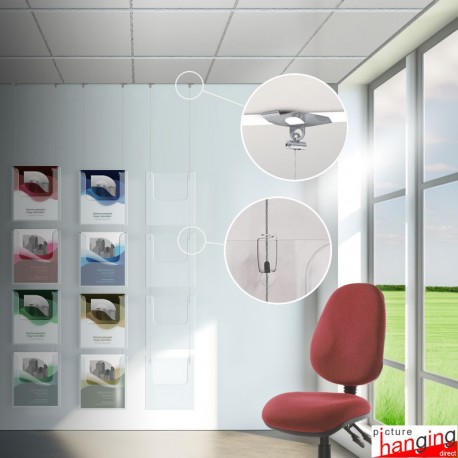 Ceiling Grid Clip Brochure Holder Set - Hang Leaflet Dispensers from Suspended Ceilings!