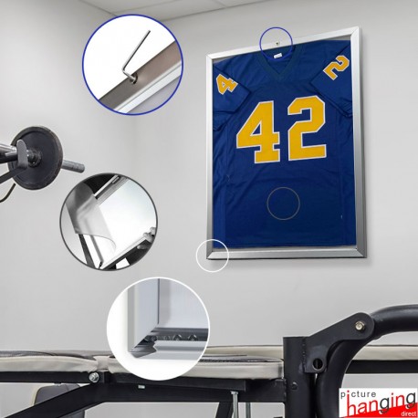 Lockable Jersey Display Frame - Aluminium Security Snap Frame, Indoor & Outdoor Use