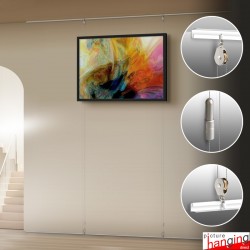 C-Rail High Ceiling Picture Hanging Kit - Complete: Ceiling/Floor Rail & Fittings!