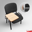 Black Lecture Chair - Soft Padded Seat & Writing Tablet, Stackable Chairs