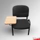 Black Lecture Chair - Soft Padded Seat & Writing Tablet, Stackable Chairs