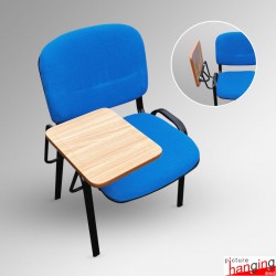 Blue Lecture Chair - Soft Padded Seat & Writing Tablet, Stackable Chairs