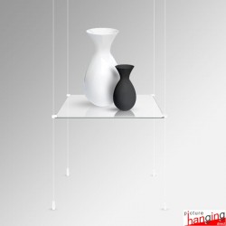 White Cable Glass Shelf Units - Complete White Cable System & Clear Glass Shelving!