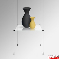 Black Cable Glass Shelf Units - Complete Black Cable System & Clear Glass Shelving!