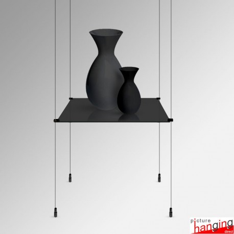 Suspended Black Glass Shelf Units - Complete Black Cable System & Black Shelves!