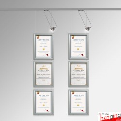Certificate Frame Display Kit - Diploma Frame, Picture Rail & Lighting (Complete Hanging System)