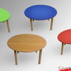 Kids Round Coloured Table - Children's Preschool Desk (Red, Blue, Lime, Beechwood)