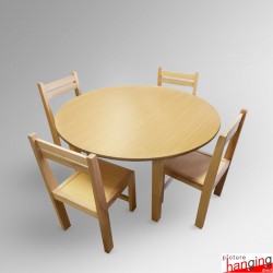Round Kids Table & Wood Chairs Set - Children's Activity Furniture (Red, Blue, Lime, Beechwood)