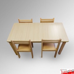 Kids Activity Table & Wood Chairs Set - Children's School Furniture (Red, Lime, Dark Oak, Beechwood)