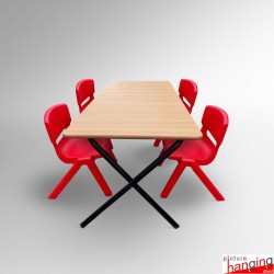 Long Folding Kids Table & Party Chairs Set - Children's Activity Furniture