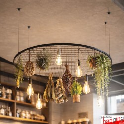 Ceiling Round Mesh Hanging Kit - Suspension Cables & 122cm Circle Grid Panel, Various Colours