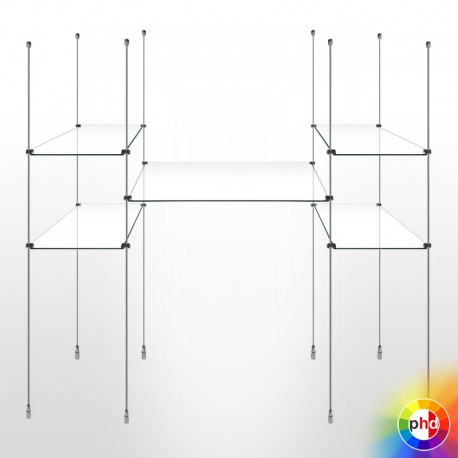 Suspended Glass Shelving Unit Retail, Rod Suspended Glass Shelves From Ceiling