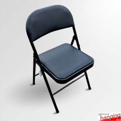 Black Folding Chair, Padded Leather