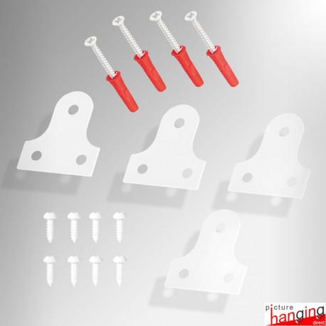 White Mirror Plate & Screws Set (Pack of 4)