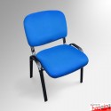 Blue Office Stacking Chair, Faux Leather & Black Legs