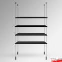 Suspended Black Wooden Shelf Cable Unit (Ceiling-to-Floor Cable System)