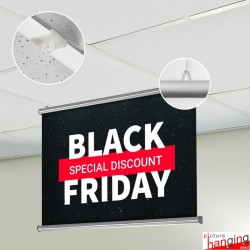 Suspended Ceiling Aluminum Poster Hanger Set (Grid Clips & "Clear" Cord)